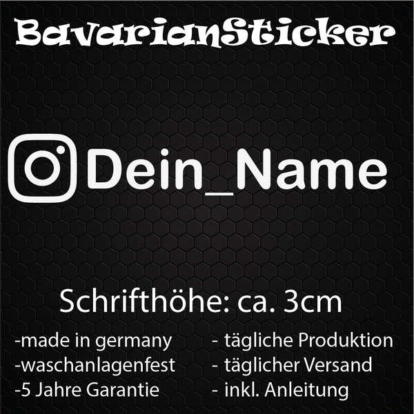 INSTAGRAM AUFKLEBER MIT WUNSCHNAME 2ER SET