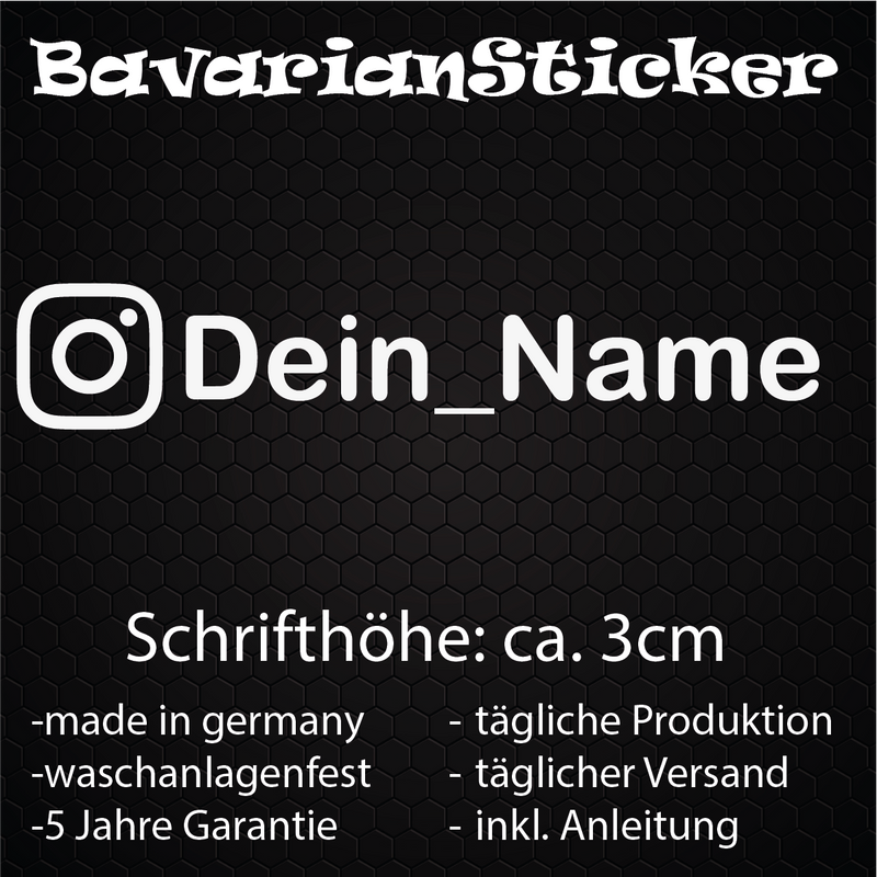 INSTAGRAM AUFKLEBER MIT WUNSCHNAME 2ER SET