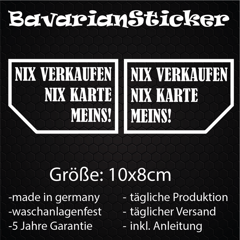 2ER SET NIX VERKAUFEN STICKER 10x8CM IN WUNSCHFARBE