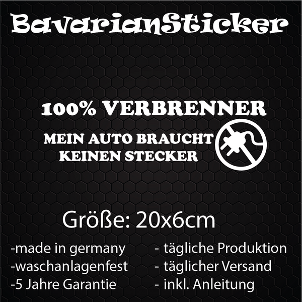 100% VERBRENNER STICKER 20x6 CM IN WUNSCHFARBE